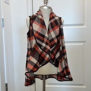Altar'd State Plaid Cardigan in Orange and Brown